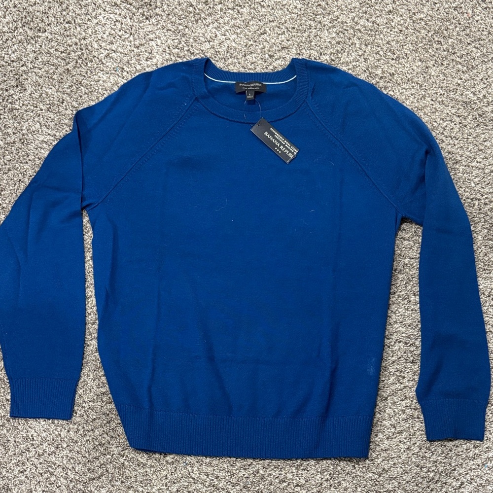 Men's Blue wool long sleeve shirt